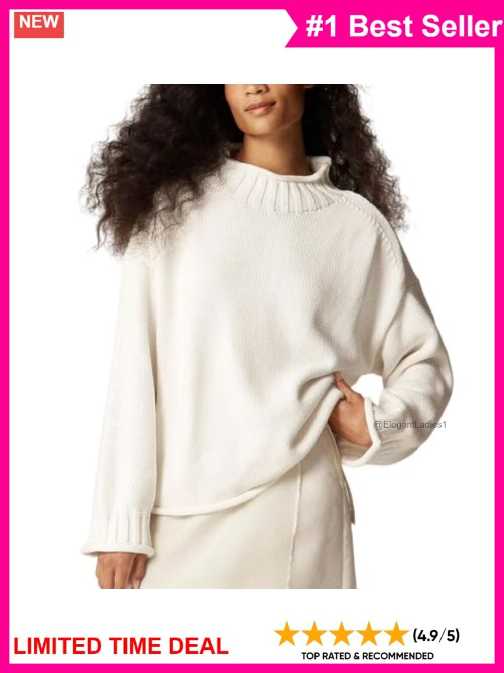 Oversized Striped Roll Neck Knit Pullover Sweater Lightweight Turtleneck